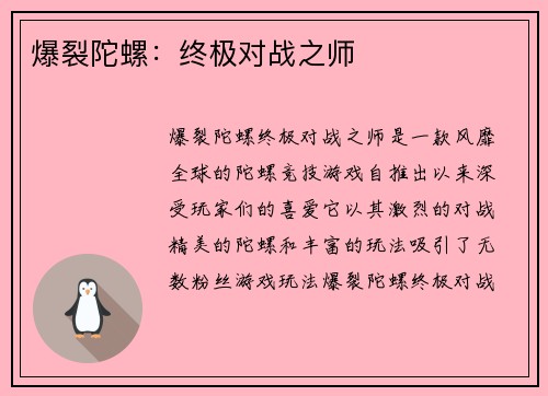 爆裂陀螺：终极对战之师